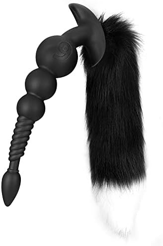 Tariss'S Silicone Anal Beads Plug With Fox Tail Butt Plush Plug G-Spot Stimulator Sex Toy For Cosplay,Couple,Women,Men Prostate Massager Anal Play Plug Toys Black L