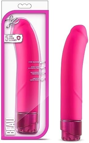 Blush Beau - 8.5 Inch Platinum Puria Silicone Deep Rumbly Vibrating Dildo - Curved For G Spot - Ipx7 Waterproof - Ultrasilk Smooth Vibrator Sex Toy For Women Men Couples - 5 Year Warranty - Pink