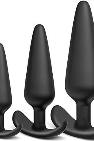 Silicone Anal Plug, Pack Of 3 Butt Plugs Training Set For Beginners Advanced Users With Flared Base Prostate Sex Toys