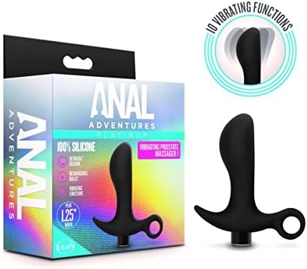 Blush Anal Adventures Platinum Silicone Vibrating Prostate Massager - 10 Powerful Vibration Modes - Base For Safety, Comfort & Wearability - Waterproof Ultrasilk Smooth Anal Plug Sex Toy For Adults