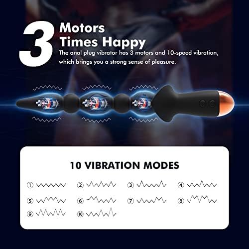 Adults Vibrating Anal Beads Butt Plug, Super Soft Silicone Body With 3 Powerful Motors, 10 Vibration Modes, Anal Sex Toys, Avvolg Anal Vibrator, Anal Plug For Adult Men, Women Or Couples - Image 2