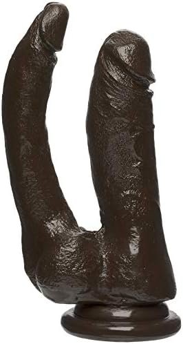 Doc Johnson The D - Double Dippin' D - Firmskyn - Double Penetration Dildo - Strong Suction Cup Base - O-Ring Harness Compatible Dildo, Chocolate - Image 3