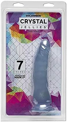 Doc Johnson Crystal Jellies - Thin Dong - 7 Inch - 1.5" Wide - Strong Suction Cup Base - O-Ring Harness Compatible Dildo, Clear - Image 2