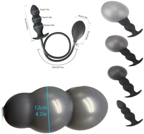 Butt Plug Silicone Inflatable Anal Plug 11.8"X4.7" Black - Image 3