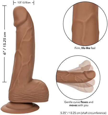 Calexotics Silicone Studs™ 6 Inch – Realistic Dildo With Suction Cup Base Harness Probe – Brown - Image 3