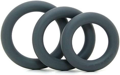 Doc Johnson Optimale - Thin 3 C-Ring Set - Stretchy Silicone - Black - Image 3