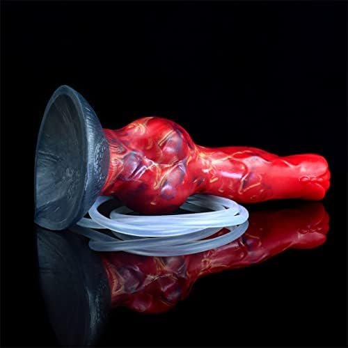 Frrdei G Spot Squirting Dildo Ejaculating Realistic Dildo Dog Knotted Dildo With Strong Suction Cup Soft Flexible, Red Gold Black, 1.0 Count - Image 3