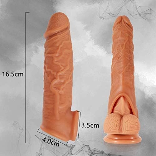 Reusable Pennis Sleeves Girth For Men Extender Enlarger Extension Sheath Elastic Long Lasting Time Size Sleeve Waterproof Best Gift For Men -Brown - Image 2