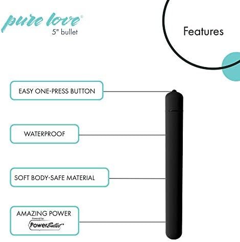 Pure Love 5 Inch, Long Lasting Soft Coat Vibrating Bullet, Black Color, 3 Speed And Waterproof With Simple One Button Speed Control, Adult Sex Toy - Image 3