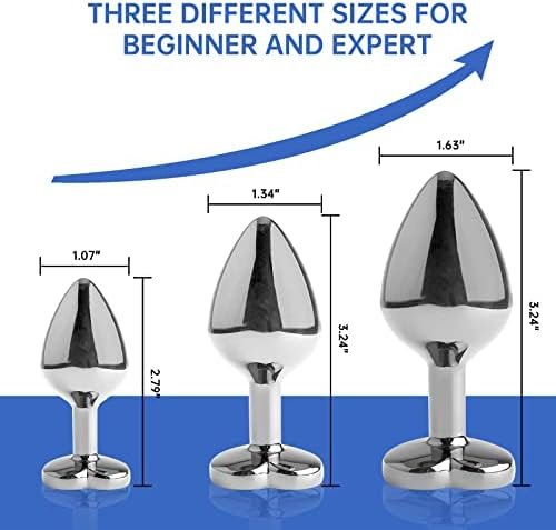 Heart Butt Plug Set Metal Anal Plug - 3 Pcs Anal Plugs, Buttplug, But Plug, Sexual Stimulation Device For Butt Plug Set, Anal Sex Toy Butt Toys Anal Toys, Butt Training Plugs Kit For Women Men Couple - Image 2