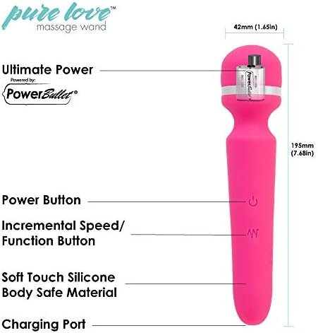 Pure Love Vibrator Wand, Personal Body Massager, Rechargeable Usb, Pink - Image 3