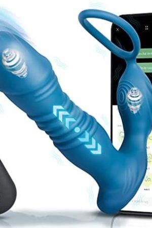 Thick Dildo Prostate Massager Thrusting Anal Vibrator For Male Masterburbaters,App+Remote Control Anal Plug Thrusting Vibrating 9 Modes With Cock Ring Male Vibrator Sex Toys For Men Women And Couples
