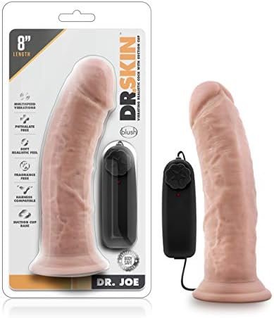 Blush Dr. Skin 8 Inch Realistic Vibrating Dildo With Suction Cup, Sex Toy For Women, Sex Toy For Adults, Vanilla