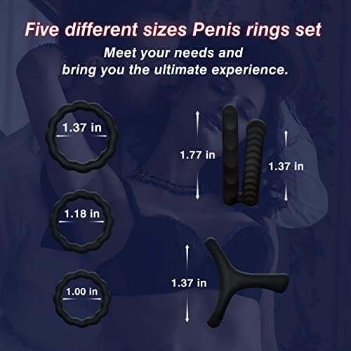 New Pc5 Silicone Penis Ring Combo Set, Enhance Erection Fun, Soft Silicone Penis Ring, Elasticity, Make Penis Longer, Harder, Longer Lasting Adult Sex Toys And Games. - Image 3