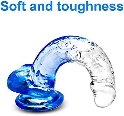 Suction Cup Dildo For Hands-Free Pleasure, 7.4 Inches Of Small Realistic Dildo For G-Spot And Prostate Play, Cute Fake Penis Clear And Blue Combination - Image 3