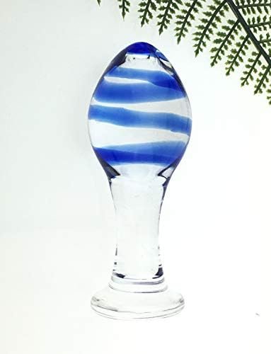 Cchw Glass Pleasure Wand Crystal Ball Anal Plug Anal Butt Personal Massager Blue Stripe Glass Stimulation Butt Plug Toys - Image 3