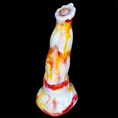 Soft Silicone Irregular Multi Colored Dildo Anal Toy Flexible Stimulate Gift For Lover (Red+Yellow+White) - Image 2