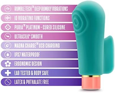 Blush Aria Sensual Af Silicone Vibrator - Rumbletech Rumbly 10 Vibration Settings - Finger Fin For Accessibility And Grasp - Ipx7 Waterproof And Easy To Clean - Sex Toy For Her And Couples - Image 2