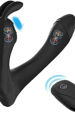Bokjoy Anal Prostate Vibrating Massager With Rabbit Shaped, Dual Powers Motor With 10 Mode Vibration, Waterproof Remote Control Male Toys, Rechargeable Butt Plug Adult Sex Toys For Men Women & Couples