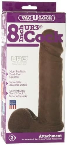 Doc Johnson Vac-U-Lock - The Realistic Cock - Ultraskyn - 8 Inch - F-Machine And Vac-U-Lock Harness Compatible Dildo - Chocolate - Image 3