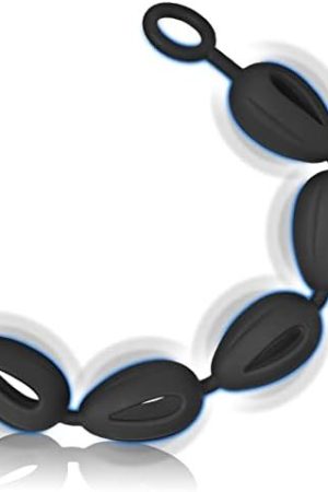 Difflue Silicone Anal Plug, Five Silicone Ball Anal Chains, Safety Pull Ring Anal Sex Toy, 15.5 Inches In Length