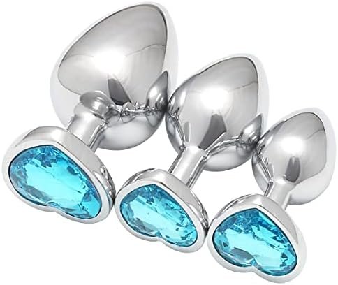 Akstore 3 Pcs Luxury Jewelry Design Fetish Heart Metal Anal Butt Plug(Pink)