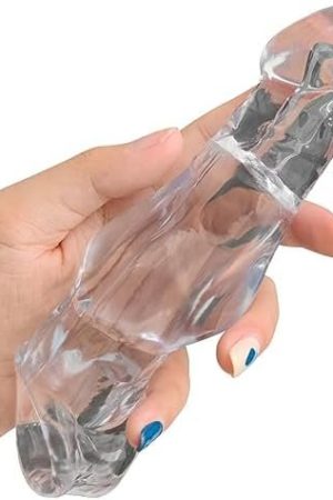 Penis Sleeve Extender Cock Ring With Anti-Slip Double Hole Design Reusable Condom For Lengthen And Thicken Delay Ejaculation Sex Toys With Vivid Glans For Men Play
