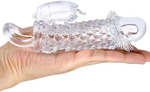 Vibrating Penis Sleeve With Cock Ring, Reusable Dick Condom Dildo Vibrator Penis Extender Enlarger Delay Ejaculation Sex Toys For Couple Stimulation