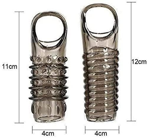 New Soft Big Realistic Sleeve Extender Sheath For Men Male Enhancement Extension Sleeve Black 2Pcs 1319 - Image 2