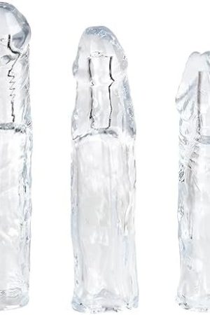 3 Sizes Reusable Penis Sleeves, Thicken Penis Extension Enlarge Cock Sleeve Male Penis Sex Toys For Enlarge Thicken Delay Ejaculation Prolong Erection
