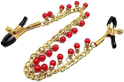 Lanwan Nipple Clamps With Chain Red Weights Nipple Clips Non-Piercing Metal Body Entertainment Female Body Jewelry Chain Breasts Clip For Women - Image 2