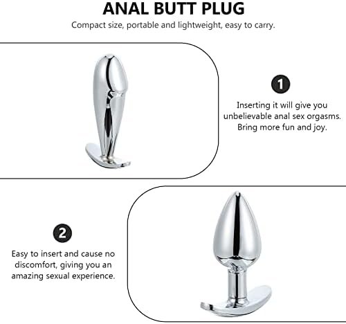 Sanyam 2Pcs Butt Plug Stainless Steel Shape Small Sex Game Props Sex Toy Anal Plug, 10X5Cm - Image 2