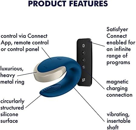 Satisfyer Luxury Double Love Couples Vibrator With App Control And Wireless Remote - G-Spot And Clitoral Stimulation, Partner Toy - Compatible With Satisfyer App, Waterproof, Rechargeable (Black) - Image 3