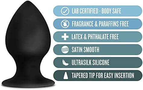 Blush Anal Adventures Platinum Ultrasilk Silicone Stout Butt Plug - 3 1/4 Inch Large Easy To Clean Smooth Satin Finish Adult Toy - Suction Cup Base - Sex Toys For Women Men Couples - Black - Image 3