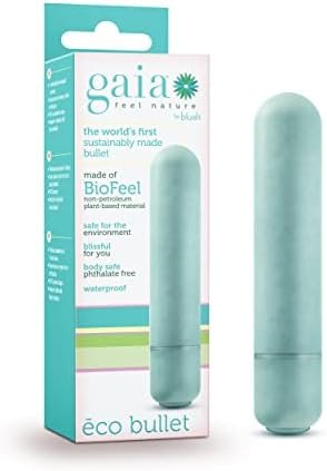 Blush Gaia Eco Bullet Plant-Based 4" Smooth Waterproof Bullet Vibrator In Aqua Made Of Sustainable Biofeelโข Worlds First Plant Based Vibe For Vagina Anal Play Vibrating Pleasure Adult Sex Toy Couples