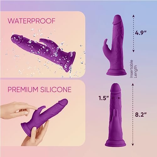 Realistic Lifelike 8.2” Silicone Rabbit Vibrator Adult Sex Toy - Wireless Turbo Female Dildo Vibrating Device - Brown Multi-Function Waterproof Vibrator - G Spot Stimulator Masturbation Women Sex Toy - Image 3