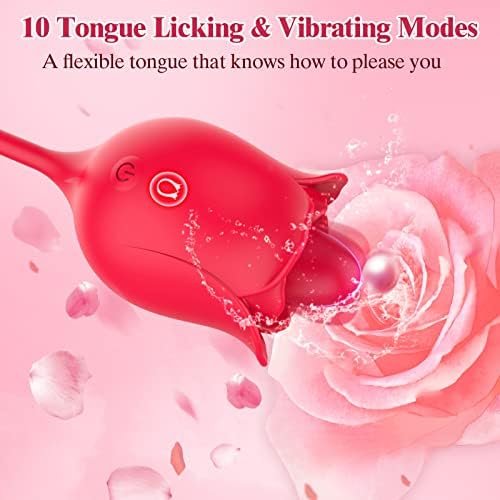 Rose Toy Vibrator For Woman, Nipple Clitoral Stimulator Dildo With 10 Tongue Licking & Tapping Modes, Clitoris G Spot Vibrator Personal Massager Adult Sex Toys For Women Man And Couple Games - Image 3