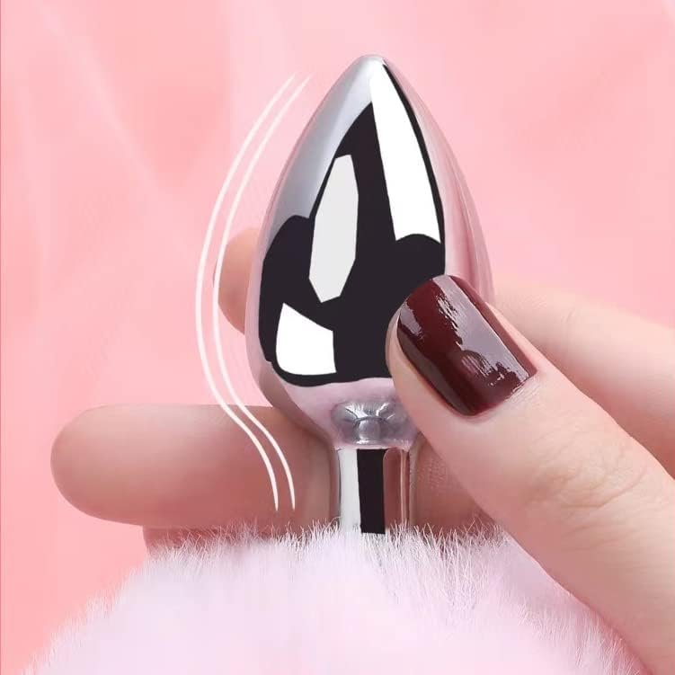 Drowsyme Anal Butt Plug With Bunny Tail, 1.08Inch Aluminum Alloy Plug Sexy Toys For Couples,Foxy Cosplay,Small,White - Image 3