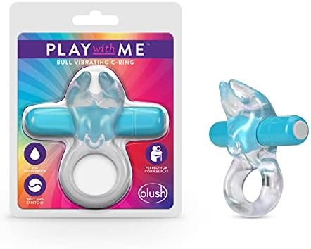 Play With Bull Vibrating C Ring - Clitoris Nestles Between The Vibrating Horns For Pleasure - Stretchy Fits All Penises - Ipx7 Waterproof - Sexual Enhancer For Couples Men - Stay Harder Longer - Blue