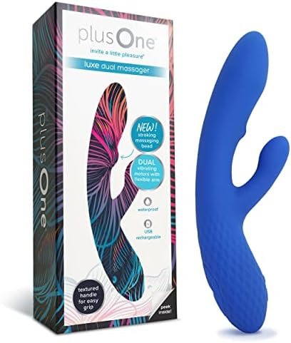 Plusone Luxe Dual Rabbit Vibrator For Women With Stroking Massage Bead - Made Of Body-Safe Silicone, Fully Waterproof, Usb Rechargeable - Dual Vibrating Massager With 10 Vibration Settings