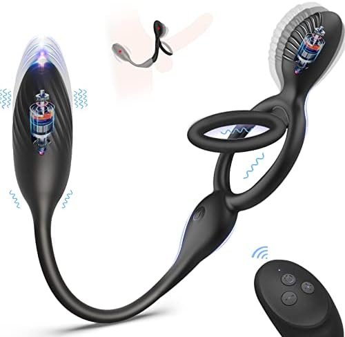 Vibrating Cock Ring Prostate Massager, Lvhua 3 In 1 Dual Motor Couple Vibrator With 10 Vibration Modes, Penis Ring Clitoris Stimulator Butt Plug, Adult Sex Toys For Men Male Couples Remote Control