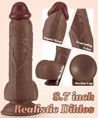 8.7 Inch Realistic Dildo, Lifelike Huge Penis With Strong Suction Cup For Hands-Free Play, G-Spot Stimulation Dildo Adult Sex Toys For Women And Couple (Brown) - Image 3