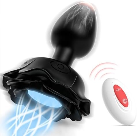 Anal Sex Toys Anal Plug Vibrator With 10 Vibration Settings, Women Sex Toy Led Vibrating Butt Plug Rose Sex Toy, Anal Vibrators Adult Toys For Women, Light Up Anal Toys Adult Sex Toys & Games, Black
