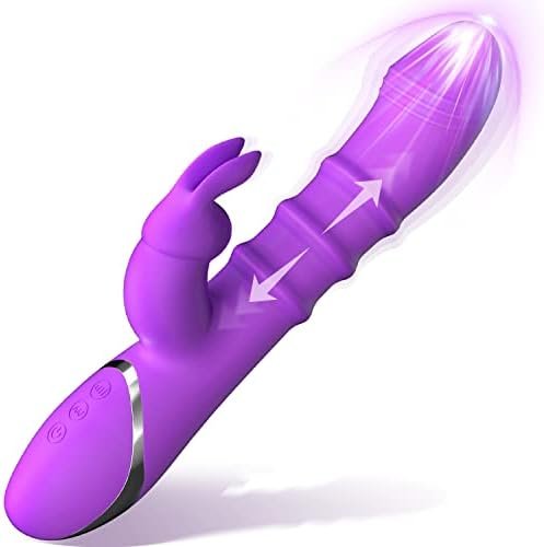 Rabbit Vibrator With 3 Thrusting Ring Up & Down, G Spot Vibrator Dildo With Independent Clitoral Stimulator, Anal Clit Stimulation, Adult Sex Toy For Women Pleasure
