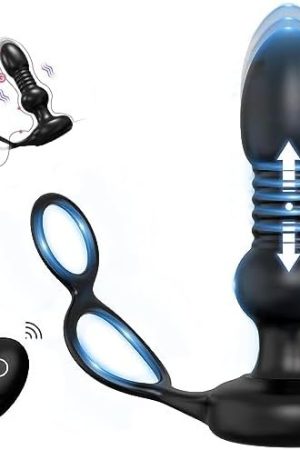 Thrusting Anal Vibrator With 5 Thrusting Vibration Modes, G-Spot Vibrator With Dual Penis Ring, Remote Control Prostate Massager Anal Butt Plug, Adult Sex Toys For Men And Women Black