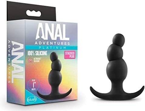 Blush Anal Adventures Platinum Stacked Silicone Butt Plug - 3.2 Inch Length And 1 Inch Width - Designed For Both Anal & Prostate Play - Flared Base For Safety, Comfort, And Long Term Wear - Sex Toy