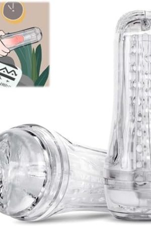 Male Masturbator Sex Toy For Men - Transparent Manual Squeezable Sucking Pocket Pussy Portable Masturbation Cup With 7.5โ Depth Lifelike Textured Vagina Blowjob Masturbating Stroker