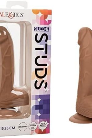 Calexotics Silicone Studsโข 6 Inch โ Realistic Dildo With Suction Cup Base Harness Probe โ Brown