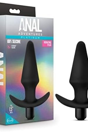 Anal Adventures Platinum Silicone Vibrating Plug - Powerful One Touch Vibration Bullet - Anchor Base For Safety And Comfort Long Term Wear - Perfect For Beginners - Tapered Easy Insertion - Sex Toy