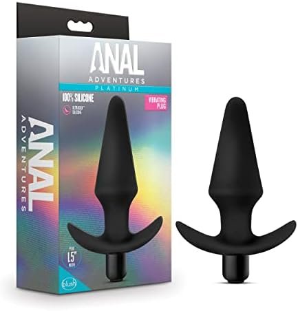 Anal Adventures Platinum Silicone Vibrating Plug - Powerful One Touch Vibration Bullet - Anchor Base For Safety And Comfort Long Term Wear - Perfect For Beginners - Tapered Easy Insertion - Sex Toy